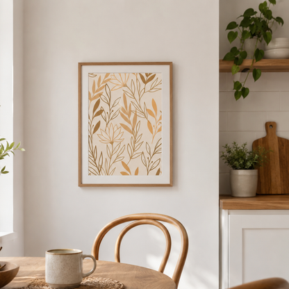 Golden Botanical Lines Canvas Print