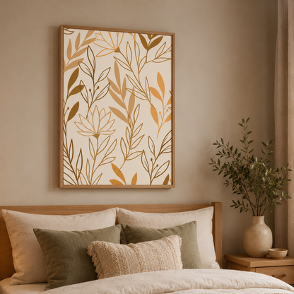 Golden Botanical Lines Canvas Print