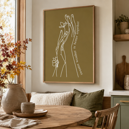 Sweater Weather Together Line Art Canvas Print