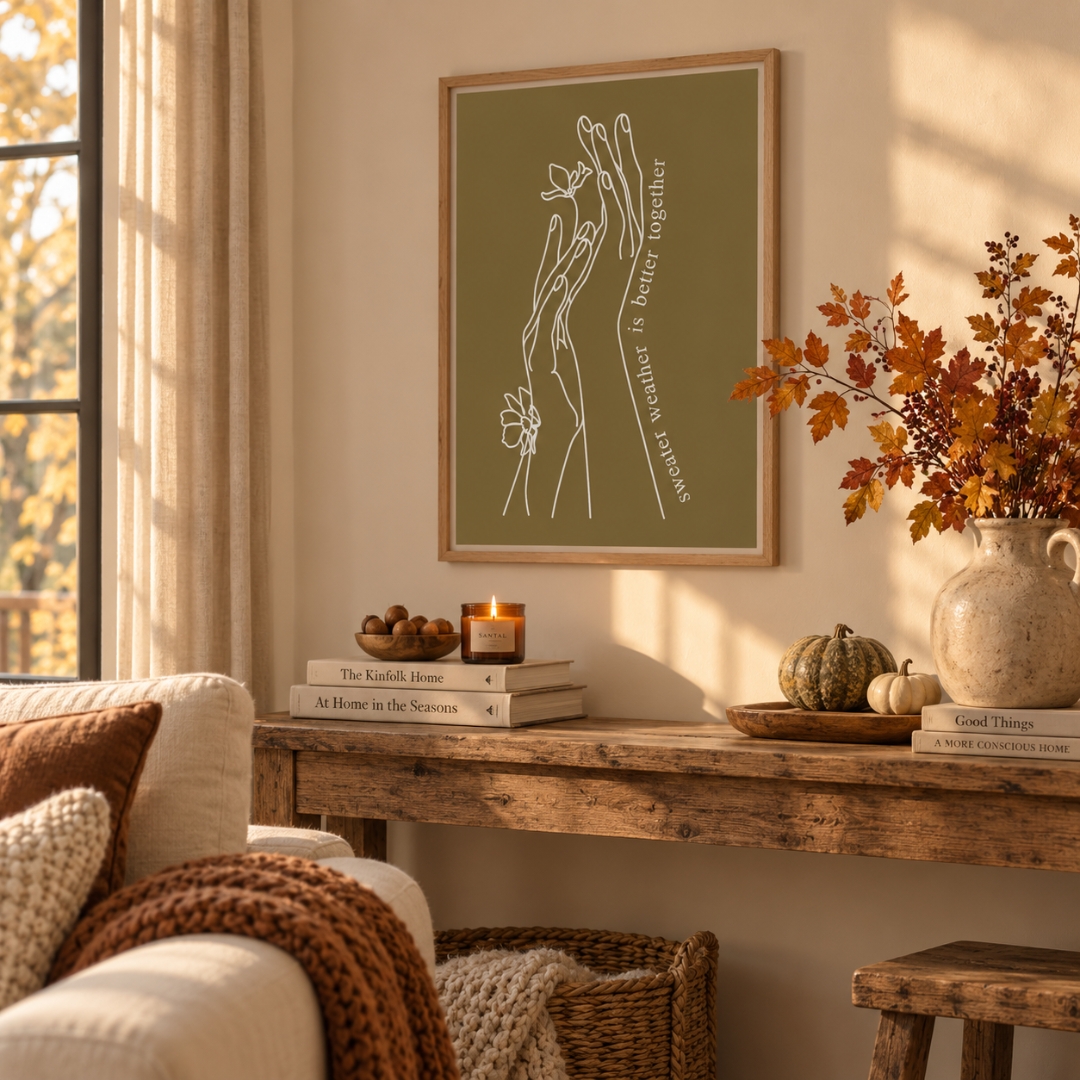 Sweater Weather Together Line Art Canvas Print