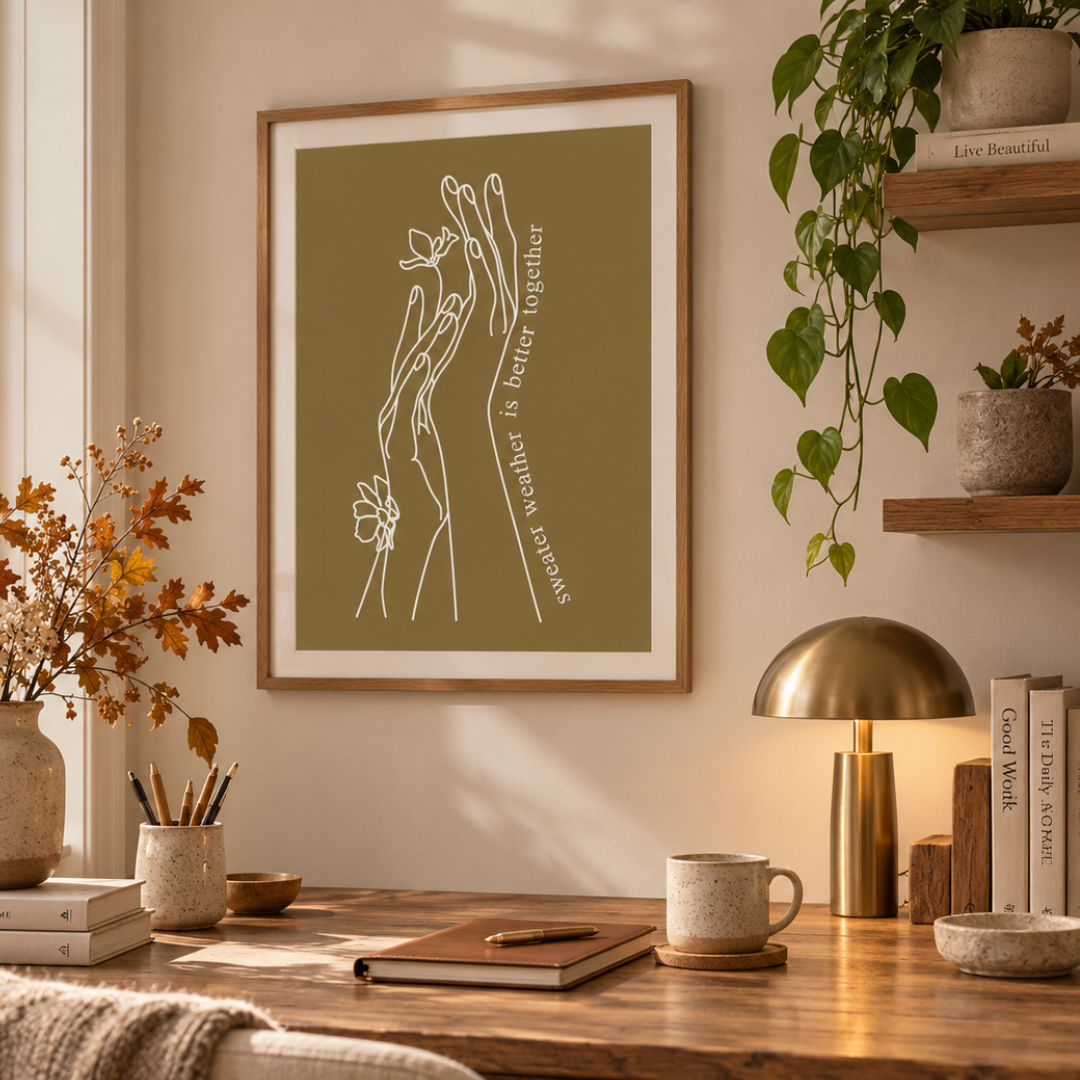 Sweater Weather Together Line Art Canvas Print
