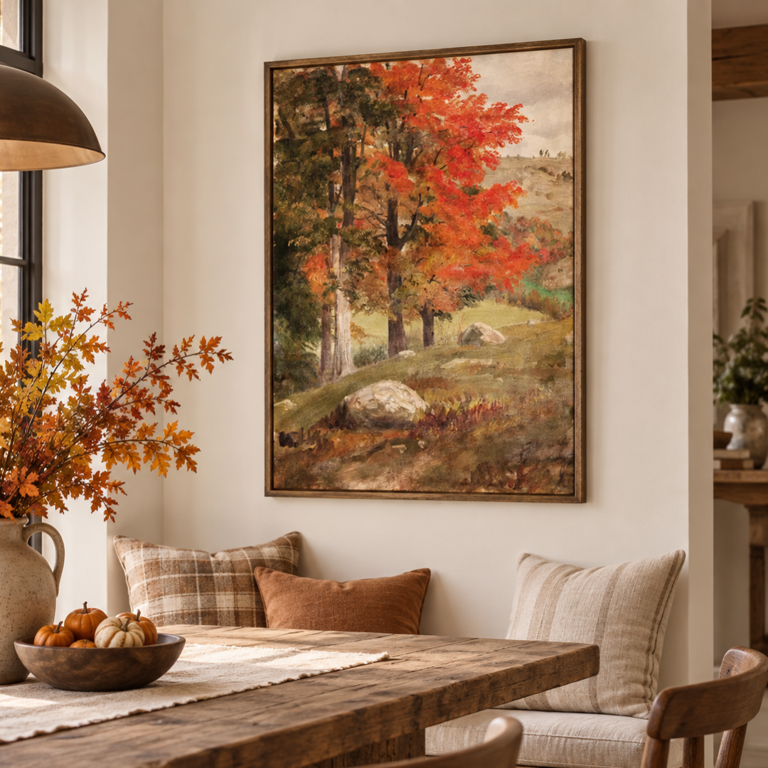 Crimson Woodland Autumn Canvas Print