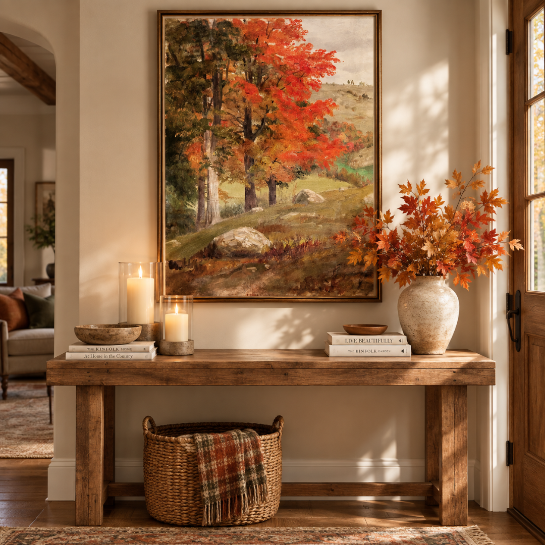 Crimson Woodland Autumn Canvas Print