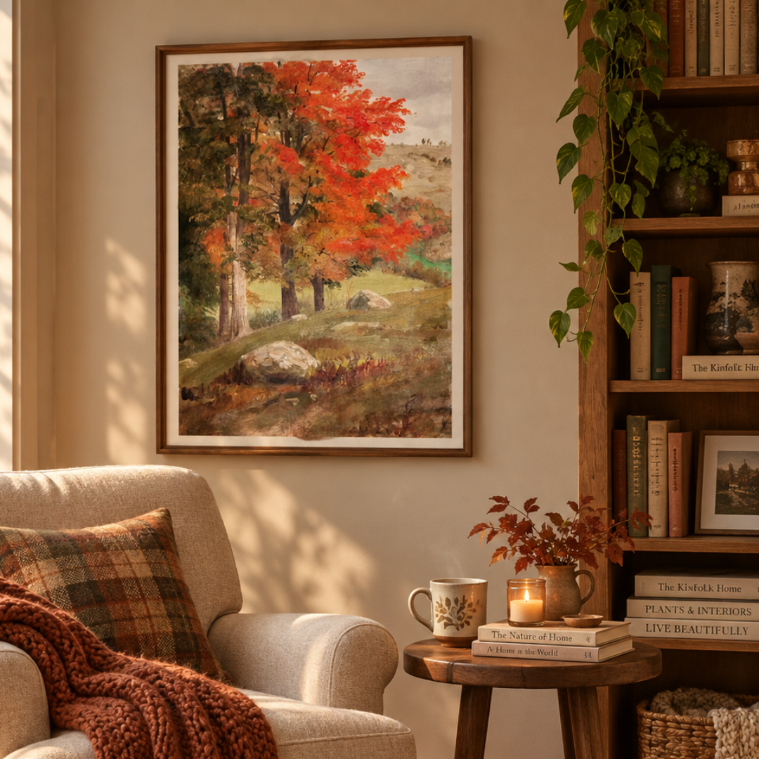 Crimson Woodland Autumn Canvas Print