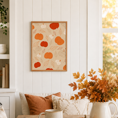 Pumpkin Harvest Pattern Canvas Print