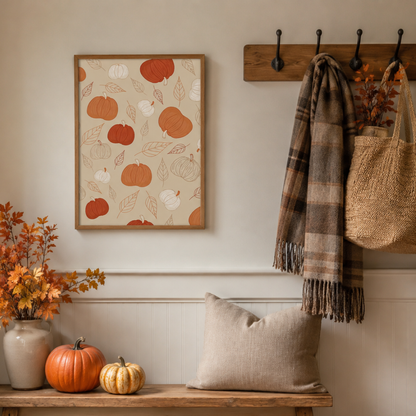 Pumpkin Harvest Pattern Canvas Print