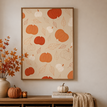 Pumpkin Harvest Pattern Canvas Print