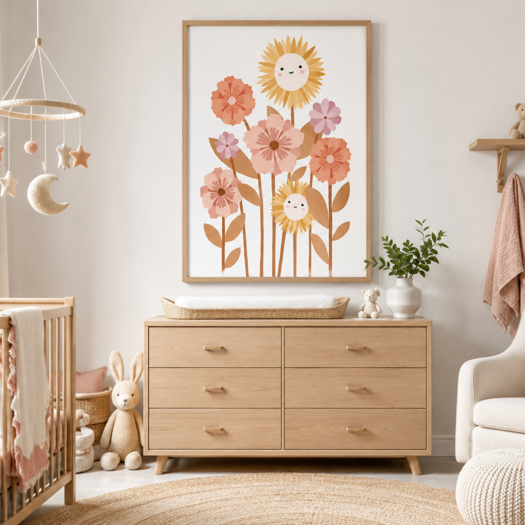 Happy Garden Floral Nursery Canvas Print