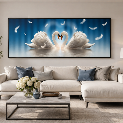 Swan Couple Romantic Canvas Print