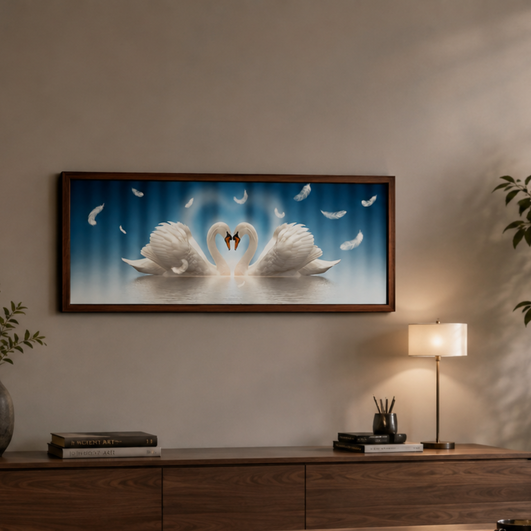 Swan Couple Romantic Canvas Print
