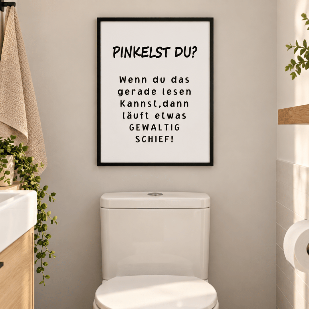Pinkelst Du Bathroom Quote Canvas Print