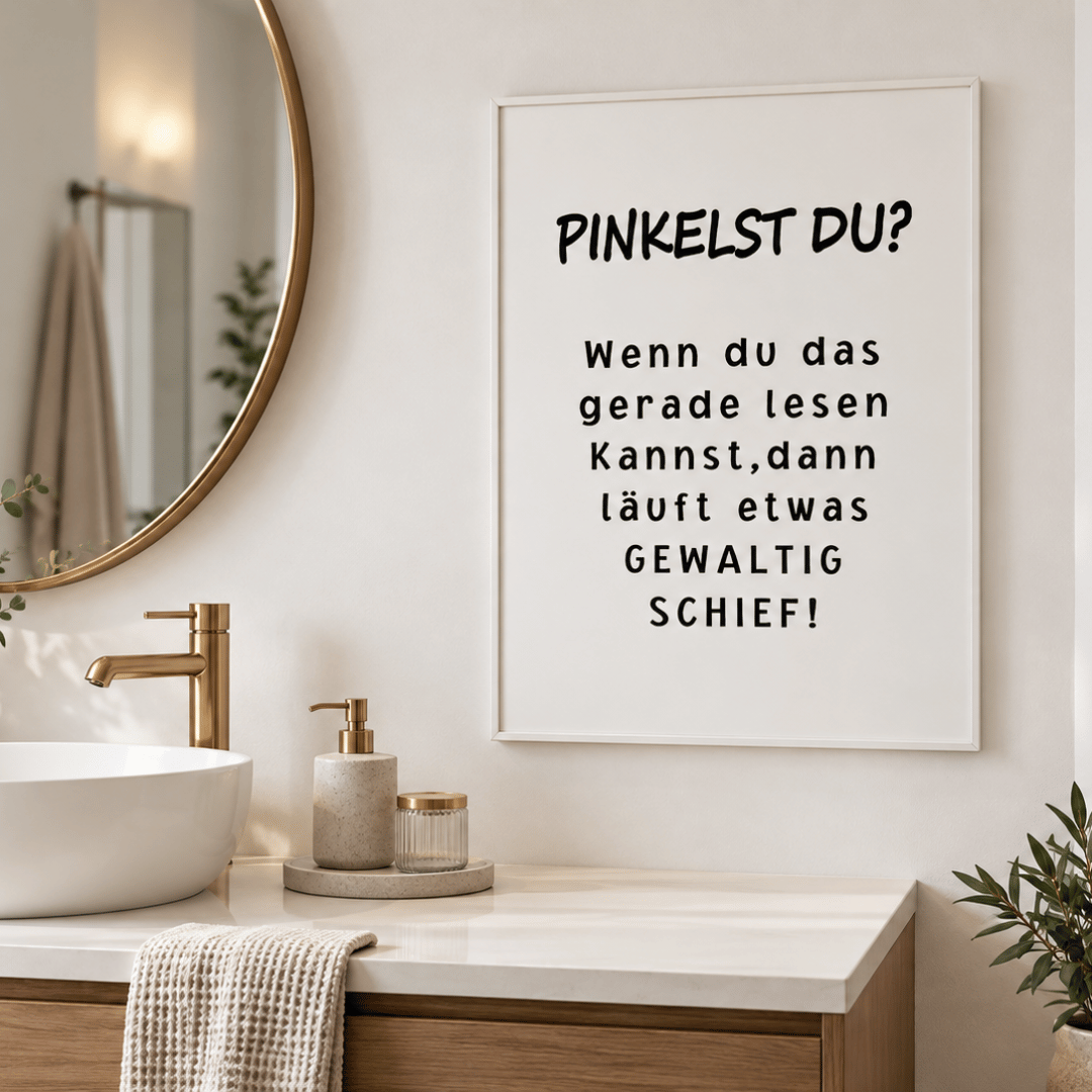 Pinkelst Du Bathroom Quote Canvas Print