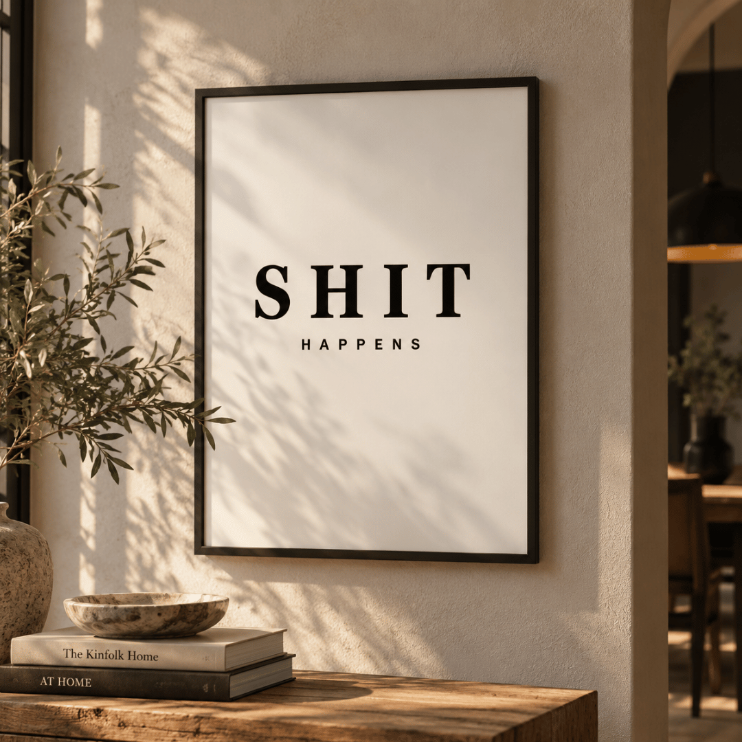 Shit Happens Minimal Quote Canvas Print