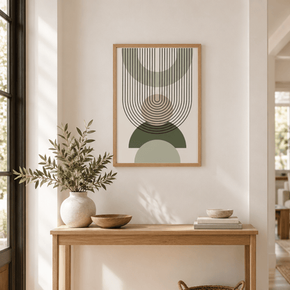 Olive Orbit Lines Canvas Print