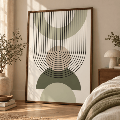 Olive Orbit Lines Canvas Print