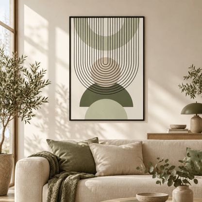 Olive Orbit Lines Canvas Print