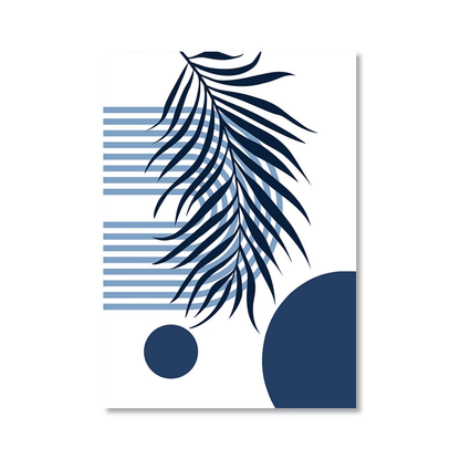 Navy Palm Geometry Canvas Print