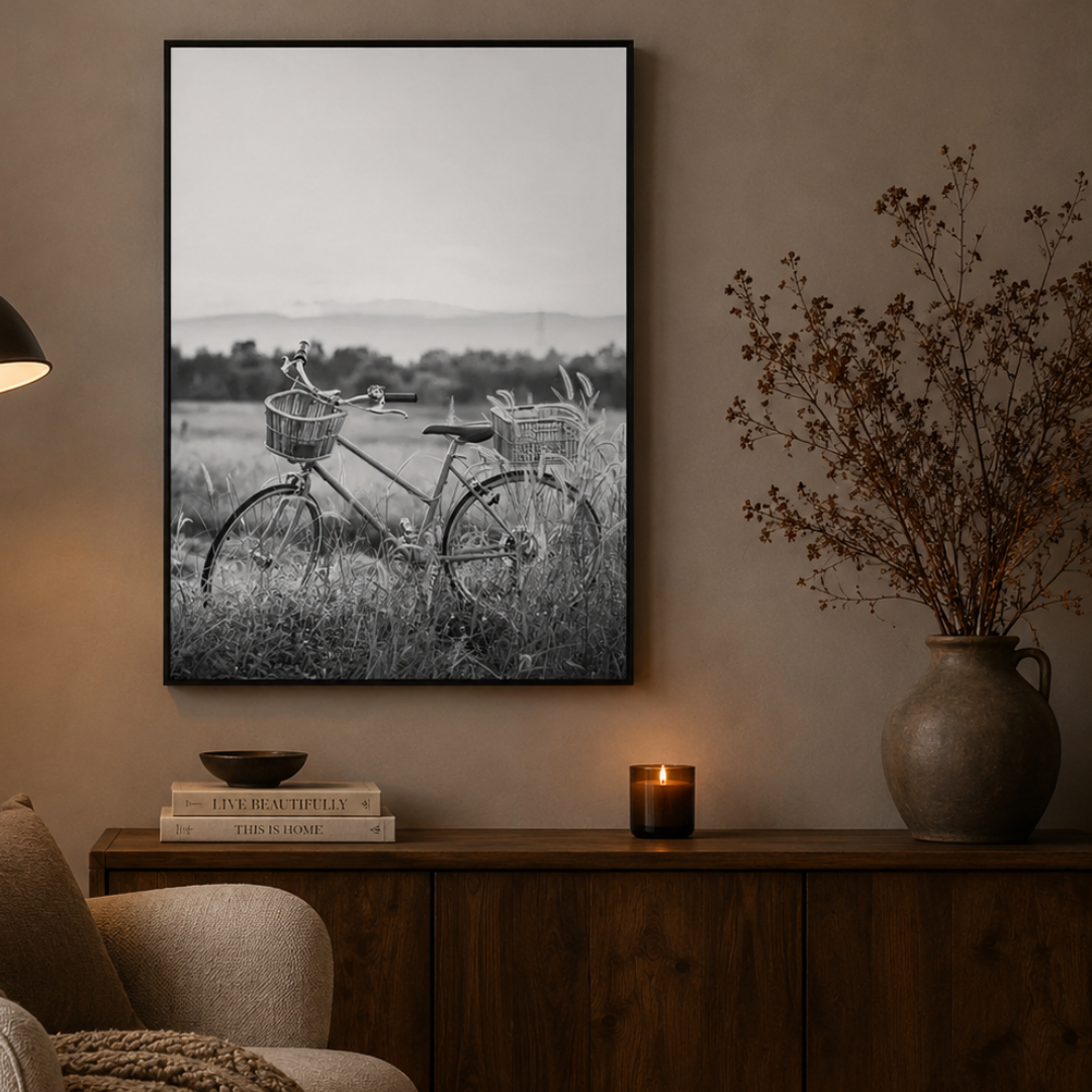 Meadow Bicycle Escape Canvas Print