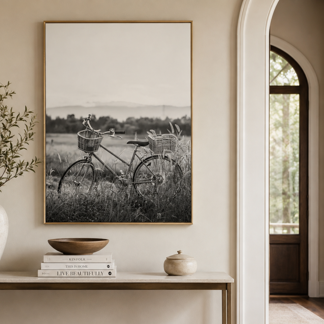 Meadow Bicycle Escape Canvas Print
