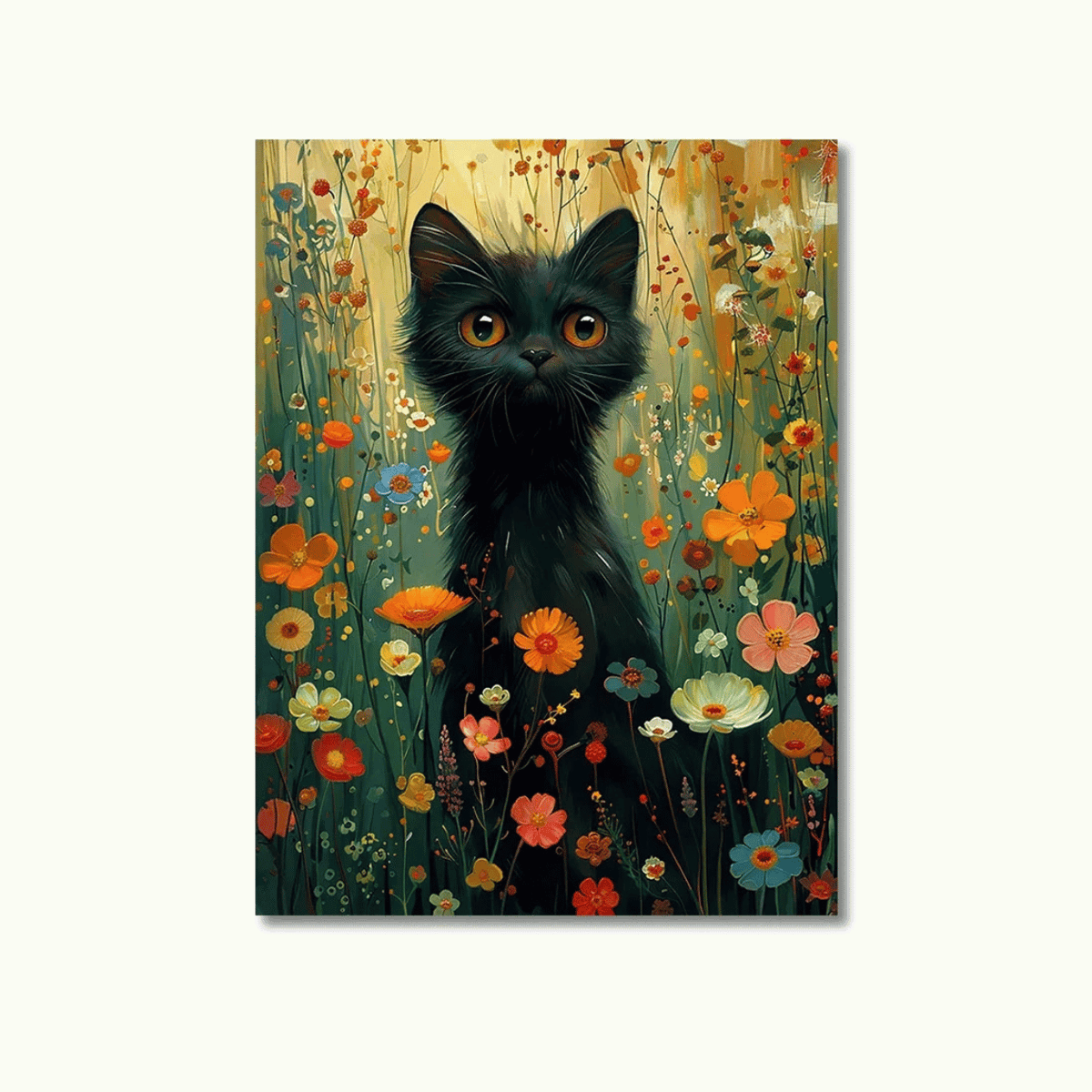 Midnight Meadow Cat Canvas Print