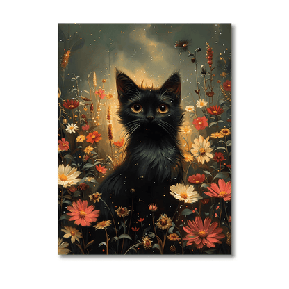 Firefly Garden Black Cat Canvas Print