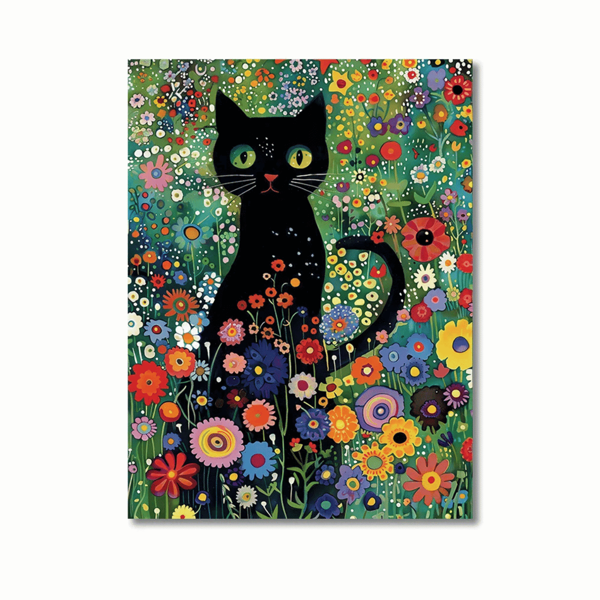 Midnight Bloom Black Cat Canvas Print
