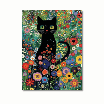 Midnight Bloom Black Cat Canvas Print