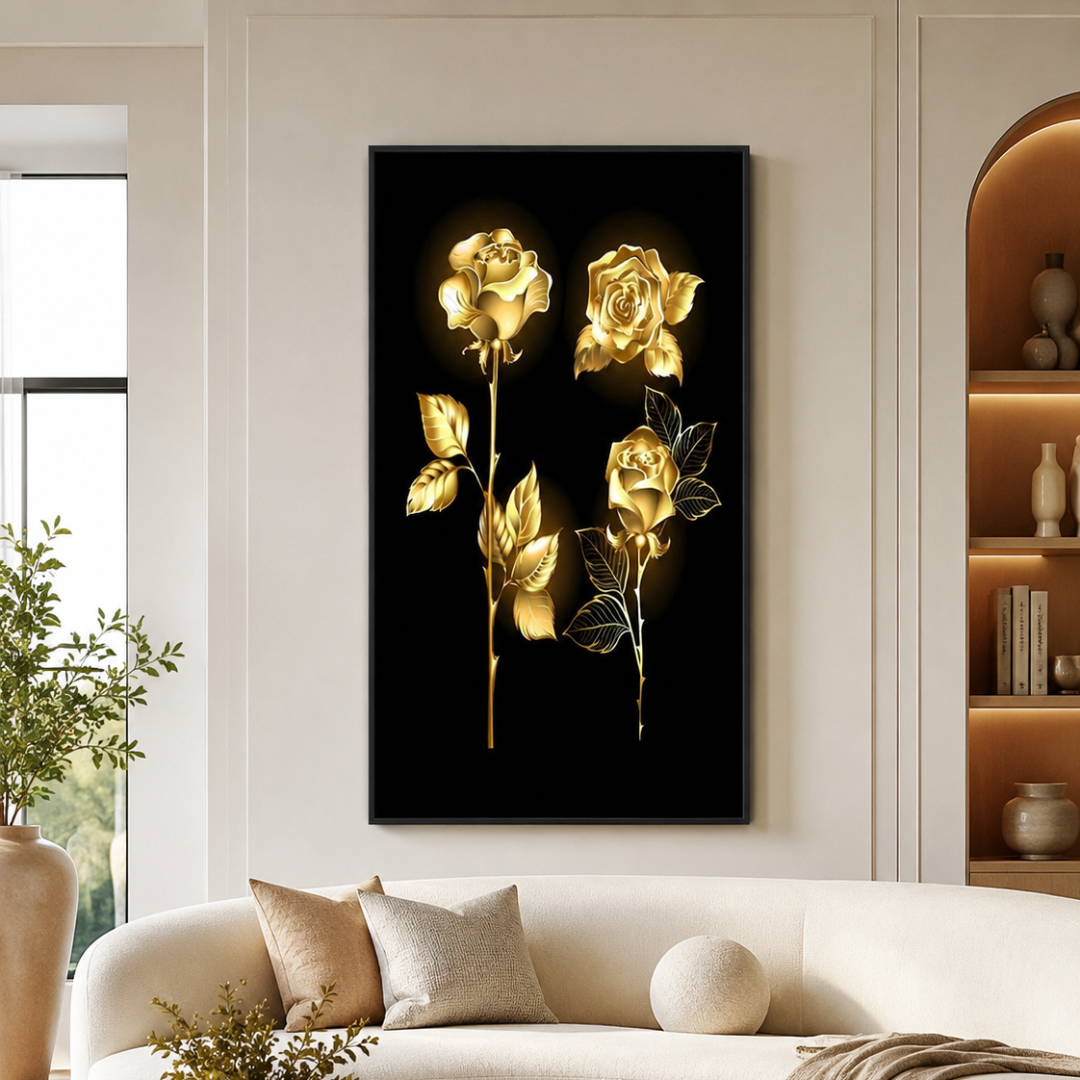 Golden Trio Rose Canvas Print