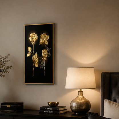 Golden Trio Rose Canvas Print