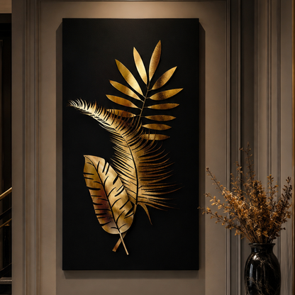 Midnight Botanica Gold Leaf Canvas Print