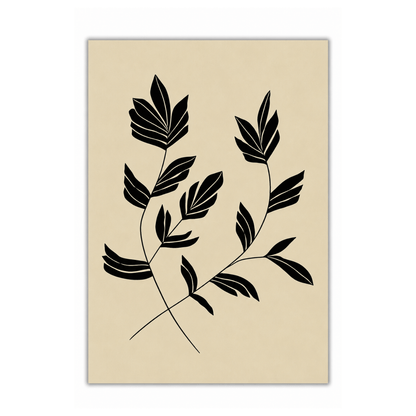 Black Leaf Twin Silhouette Canvas Print