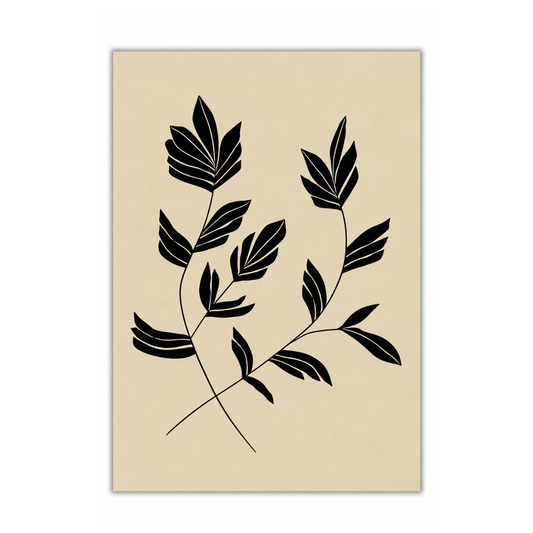 Black Leaf Twin Silhouette Canvas Print
