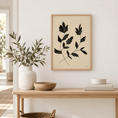 Black Leaf Twin Silhouette Canvas Print