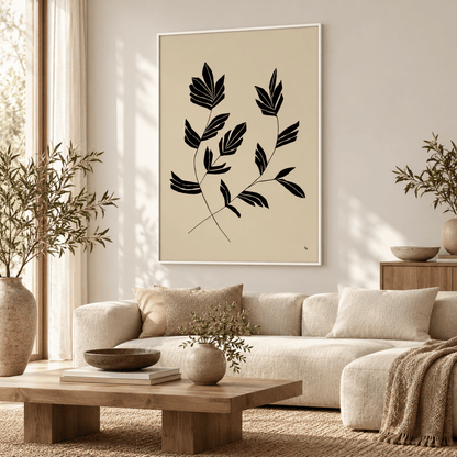 Black Leaf Twin Silhouette Canvas Print