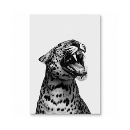 Black & White Roaring Leopard Canvas Print
