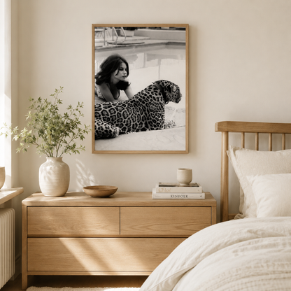 Black & White Poolside Leopard Canvas Print