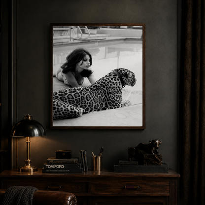 Black & White Poolside Leopard Canvas Print