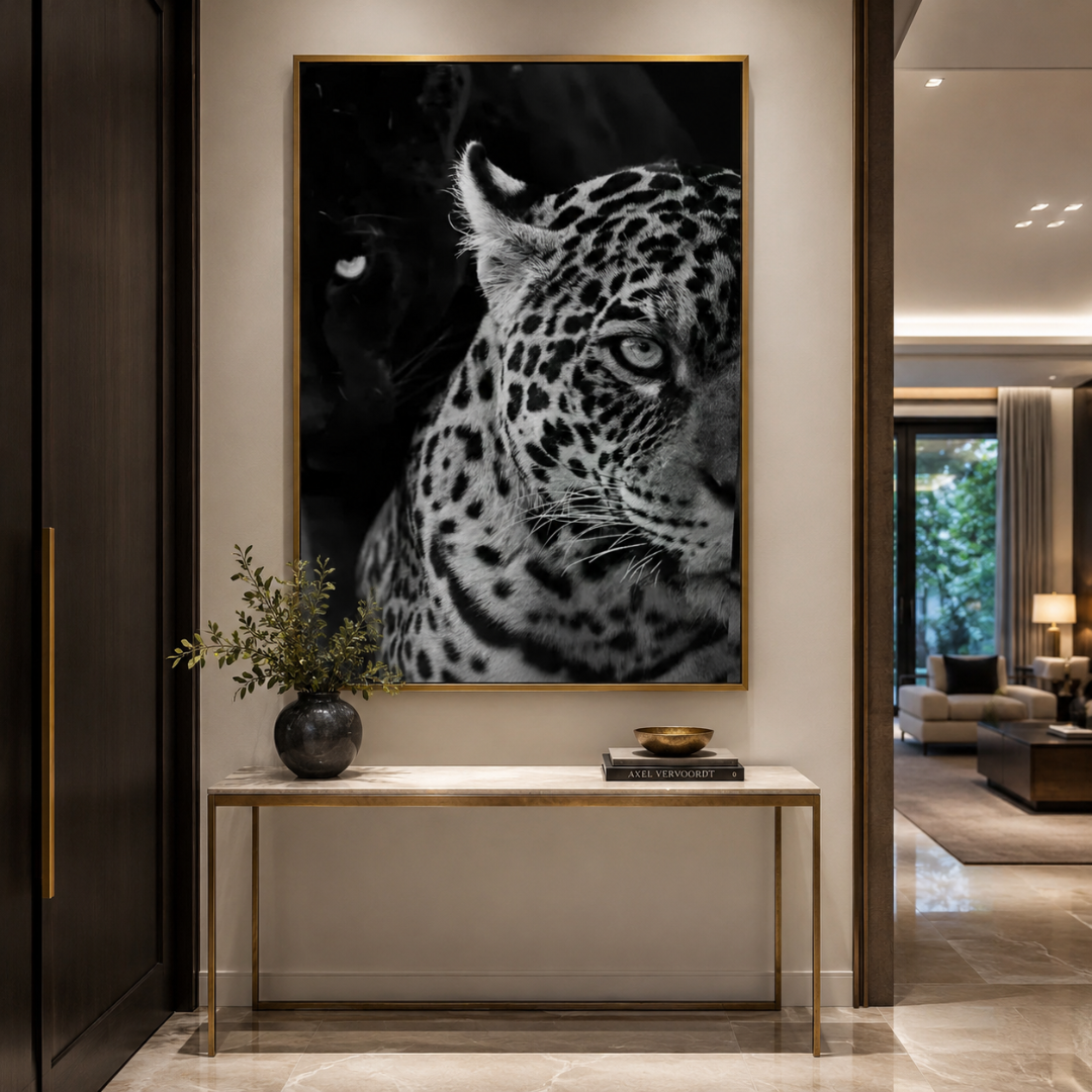 Black & White Leopard Gaze Canvas Print