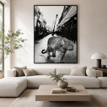 Black & White Leopard In Paris Canvas Print
