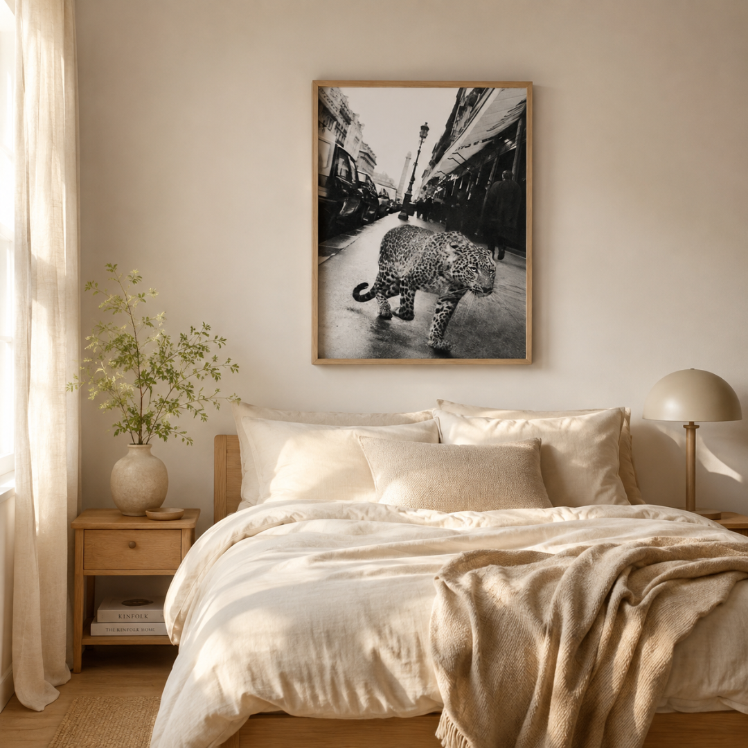 Black & White Leopard In Paris Canvas Print