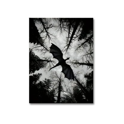 Dark Fantasy Dragon Monochrome Canvas Print