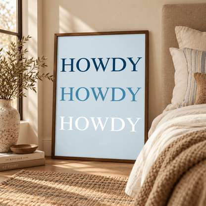 Triple Howdy Western Typography Canvas Print