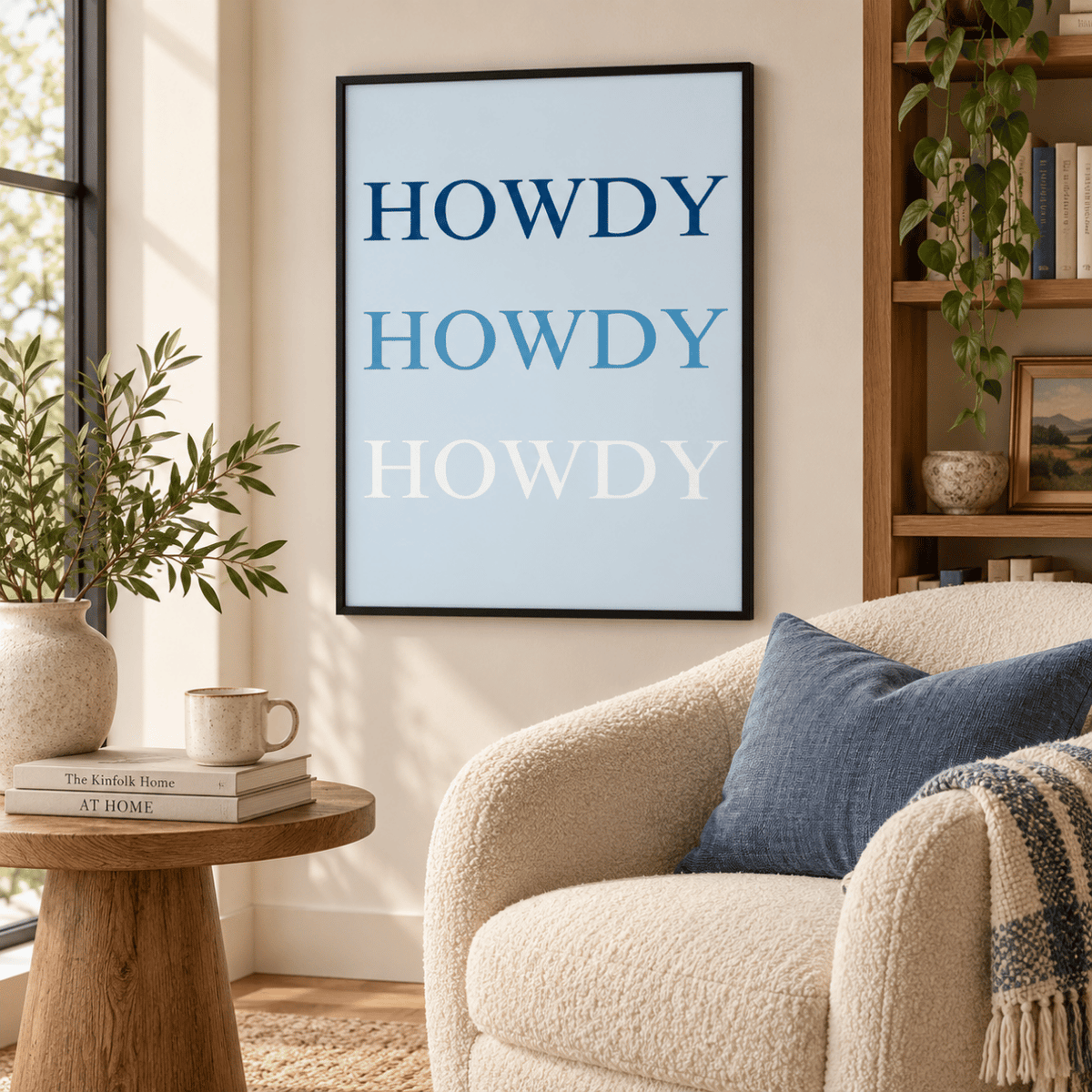 Triple Howdy Western Typography Canvas Print