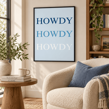 Triple Howdy Western Typography Canvas Print