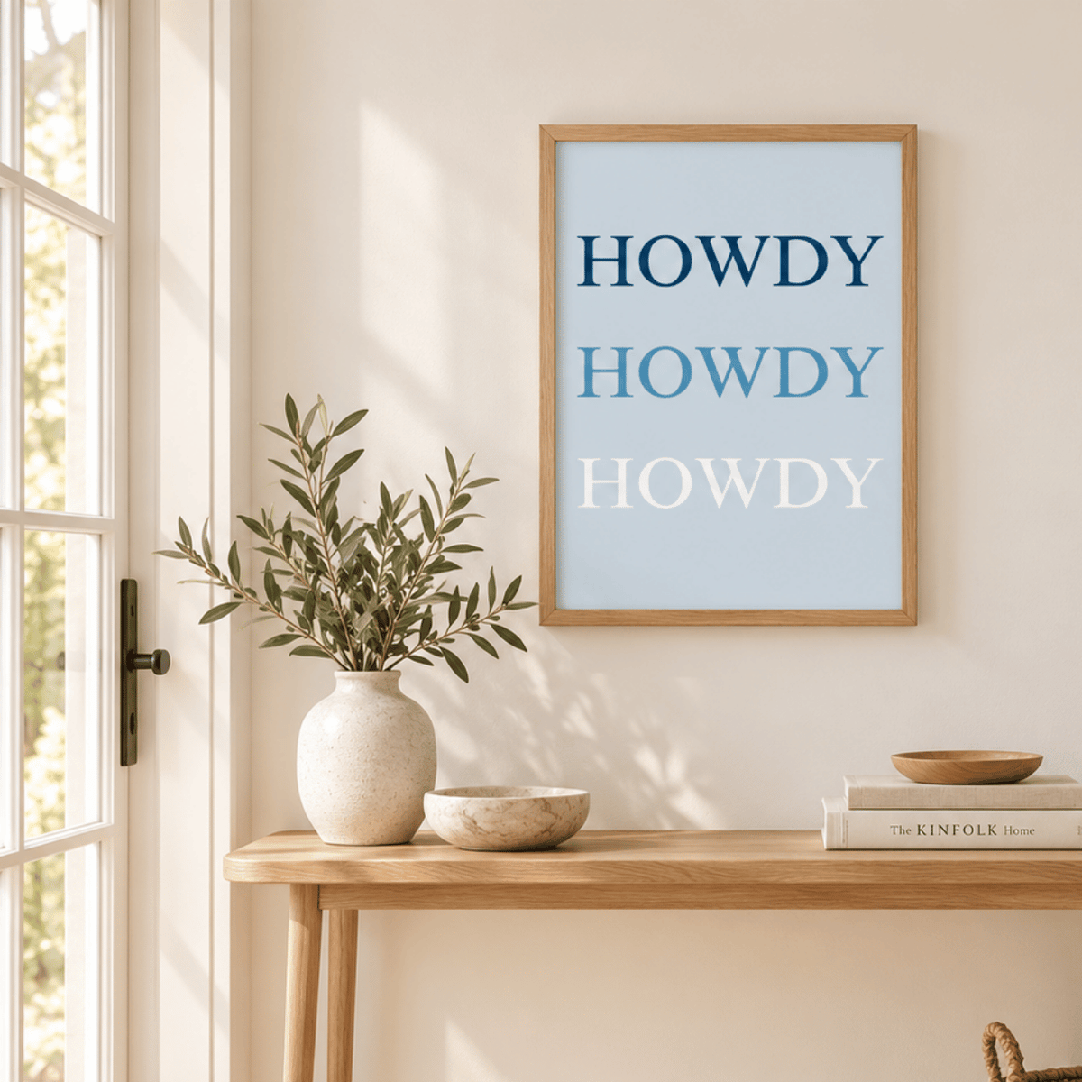 Triple Howdy Western Typography Canvas Print