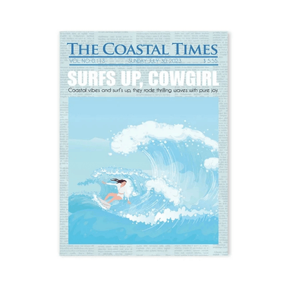 Surfs Up Cowgirl Coastal Times Canvas Print