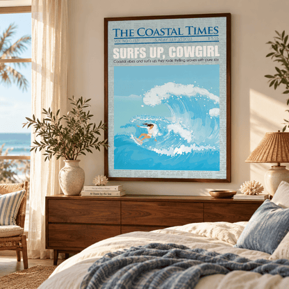 Surfs Up Cowgirl Coastal Times Canvas Print