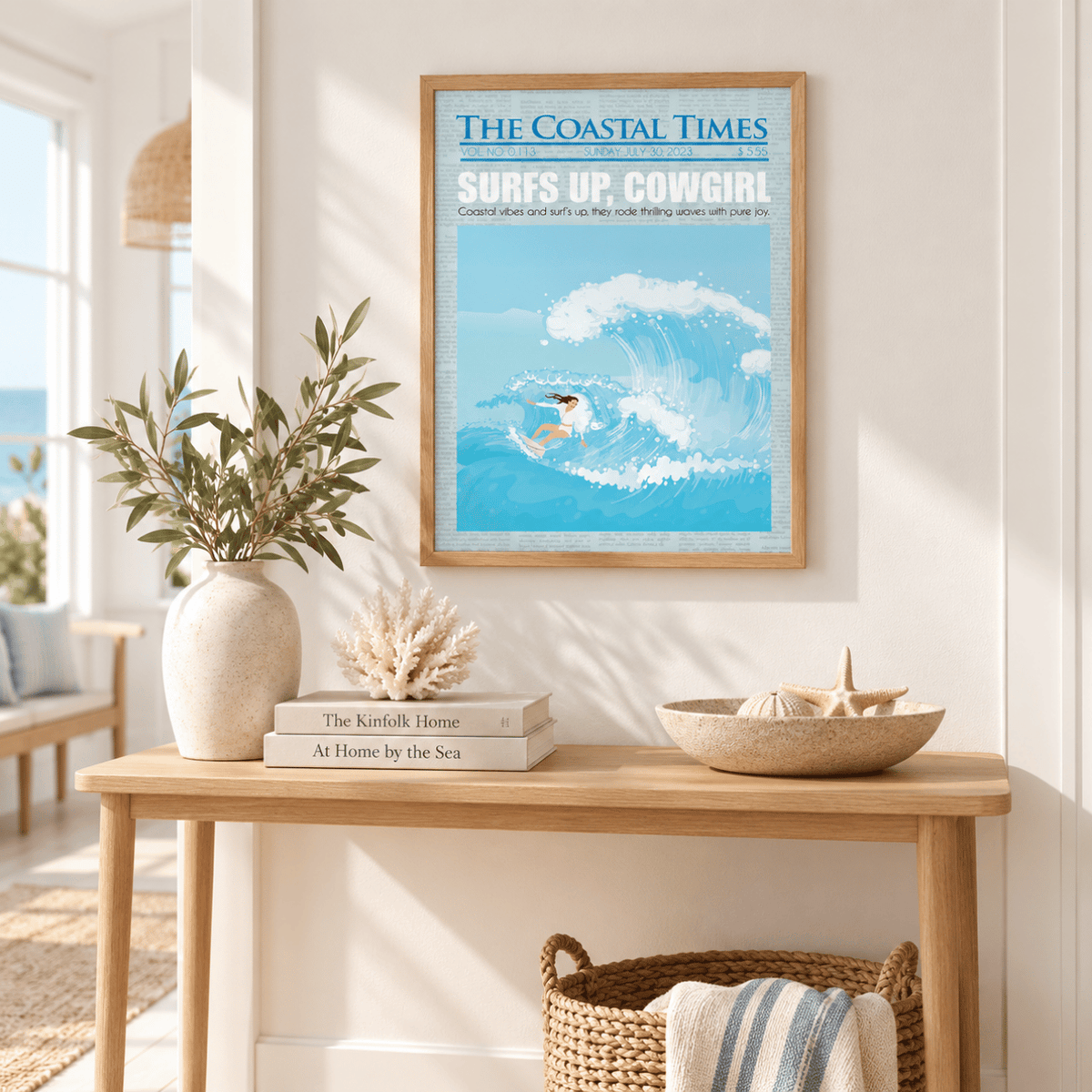 Surfs Up Cowgirl Coastal Times Canvas Print