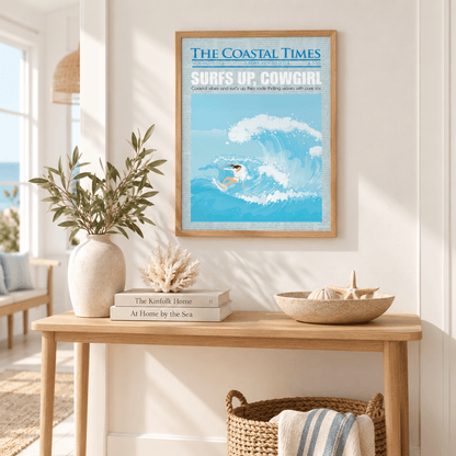 Surfs Up Cowgirl Coastal Times Canvas Print