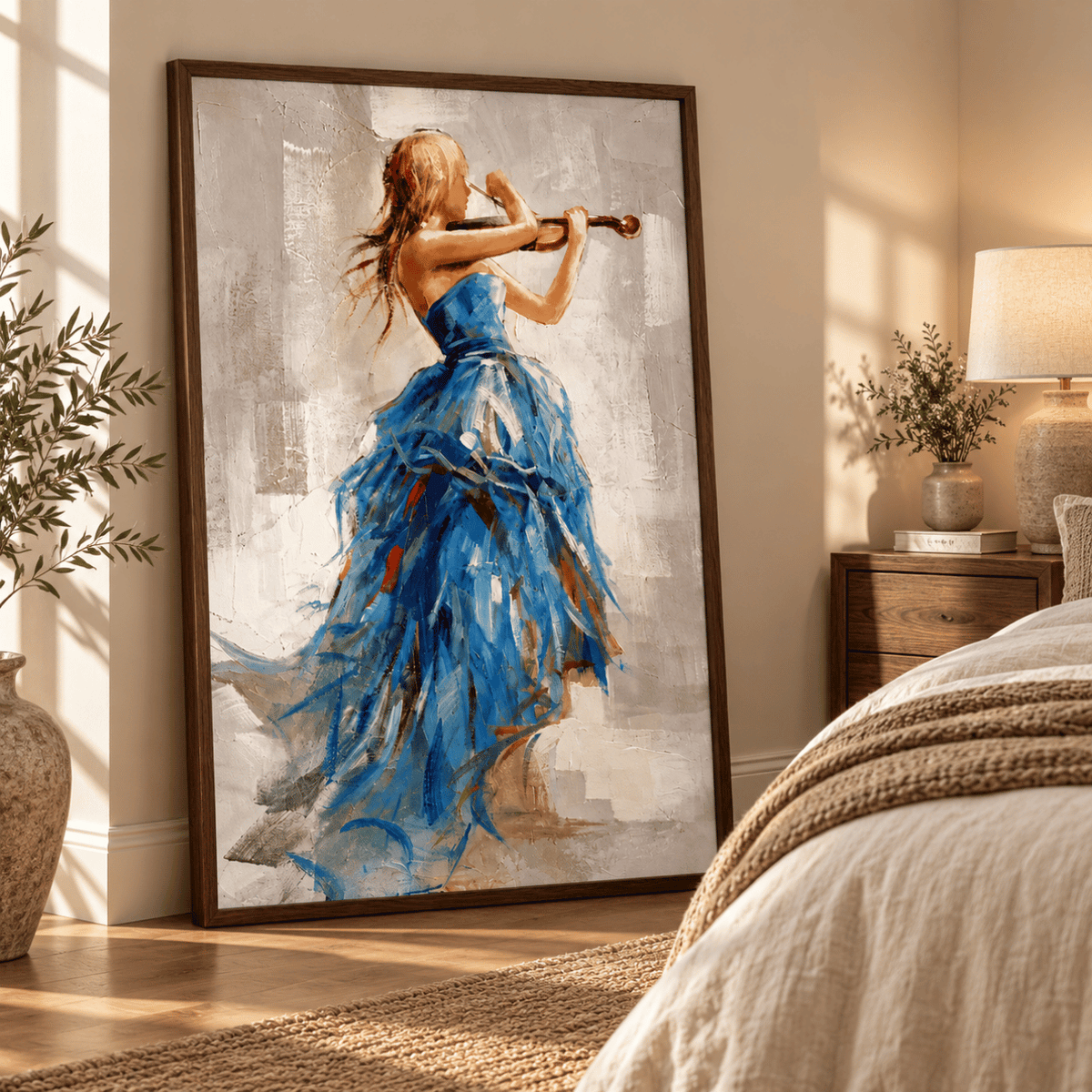 Blue Rhapsody Violinist Canvas Print